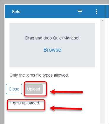 Click upload, When done the file will appear in the window