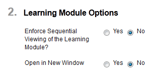 Learning module options