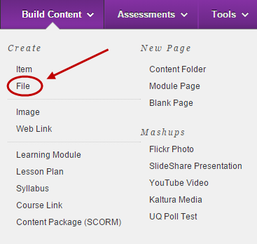 Build content menu with file circled