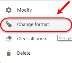 the change format option is highlighted
