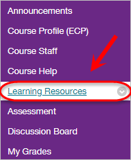 learning resources option higlighted