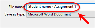 the file name is highlighted