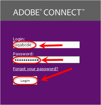 the username, password and login button are highlighted