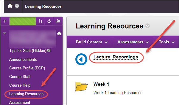 learning resources and lecture recordings