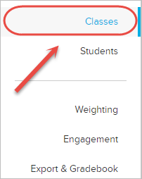 classes in menu highlgihted