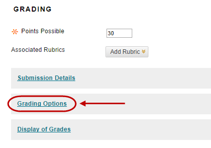 click on grading options