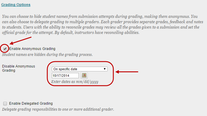 click on enable anonymous grading