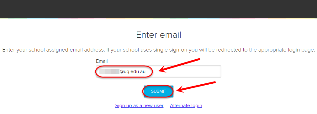 The email text-field and submit button are highlighted
