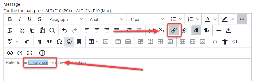 insert/edit link icon selected