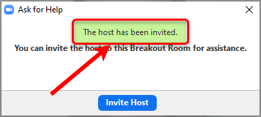 Confirmation of host invite circled