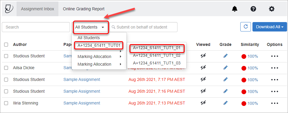 turnitin assignments by groups