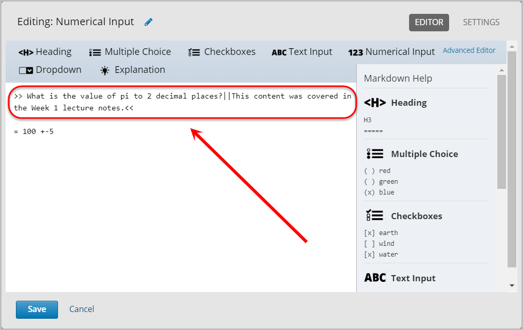 Text and tip between greater than and less than signs circled