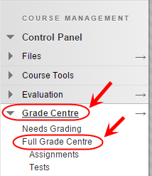 click on full grade centre