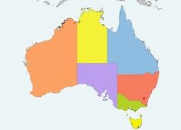 Map of Australia showing each of the states in a different colour