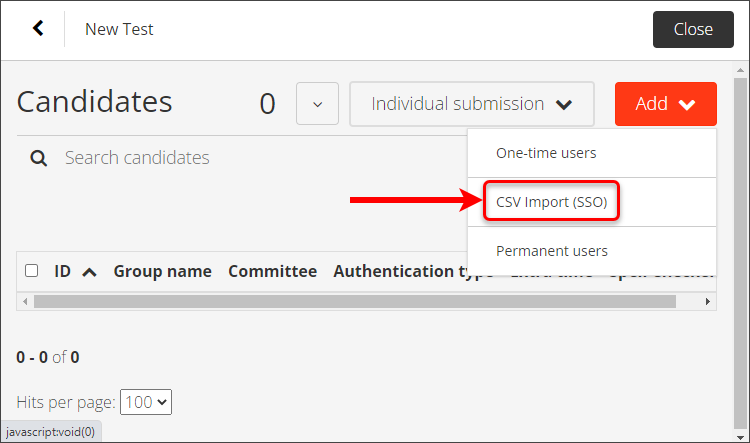 CSV Import (SSO) circled