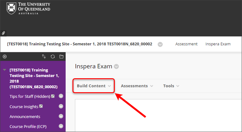 Build content button circled