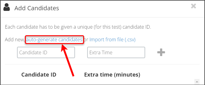 Auto-generate candidates link circled