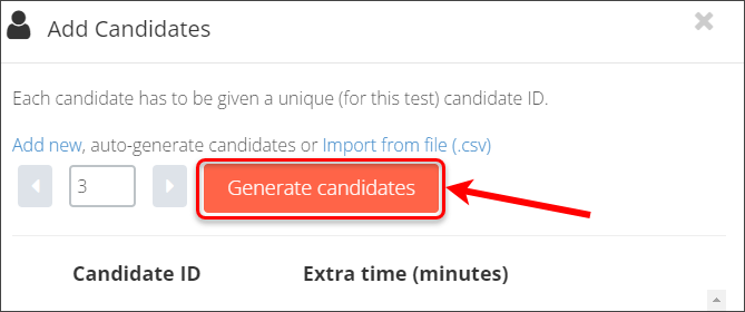 Generate candidates button circled