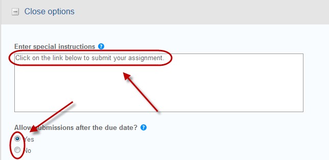 put in special instuctions