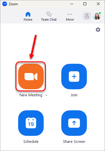 new meeting button highlighted