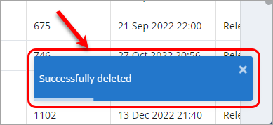 Successfully deleted notification circled