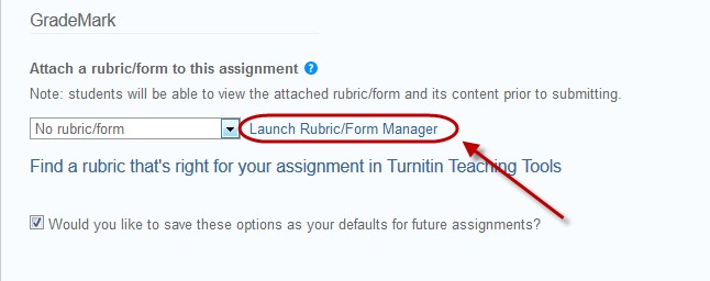 click Launch rubric/form manager