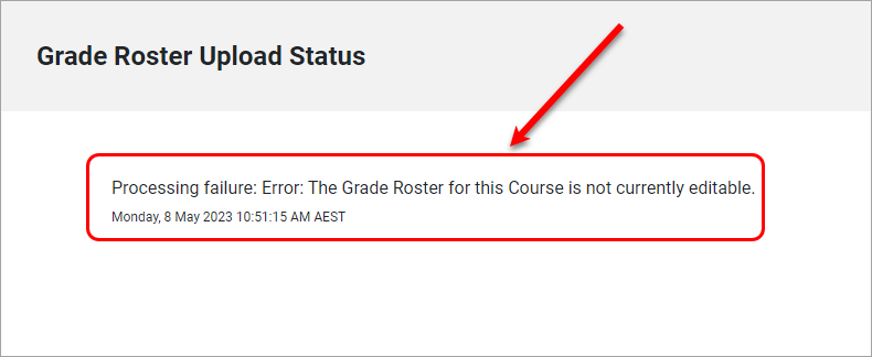 finalise grades heading, this grade roster is not currently editable text is selected