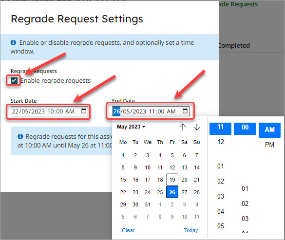 enable regrade requests