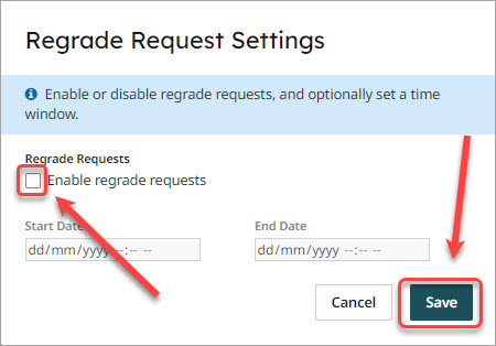 disable regrade requests