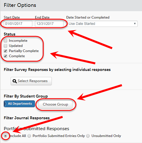 Filter options