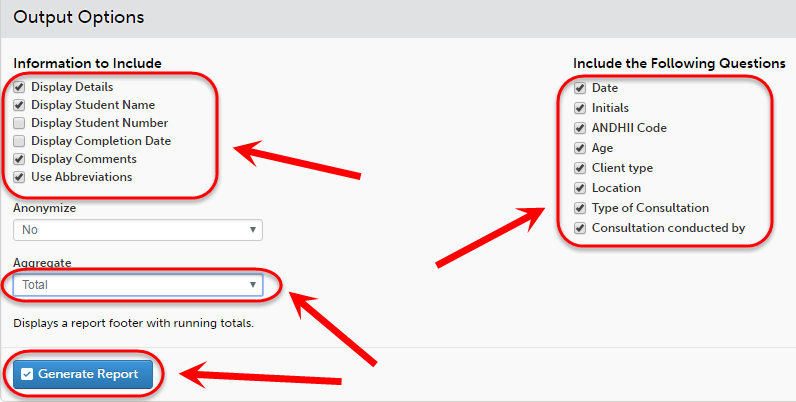 Output options