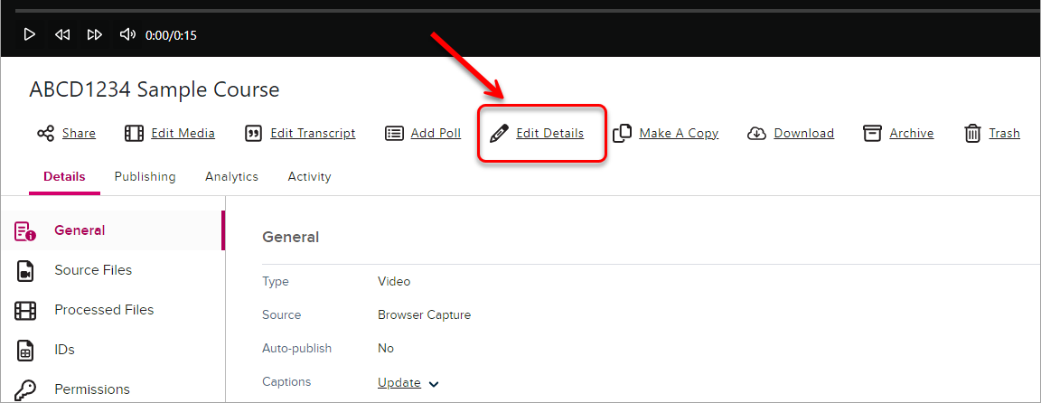 Click on edit details button