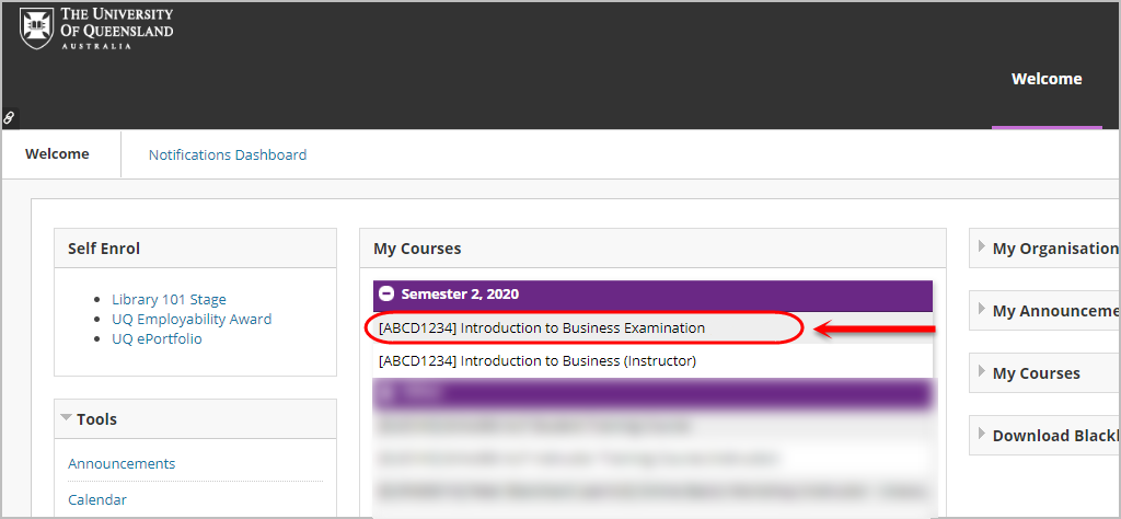 separate exam course site