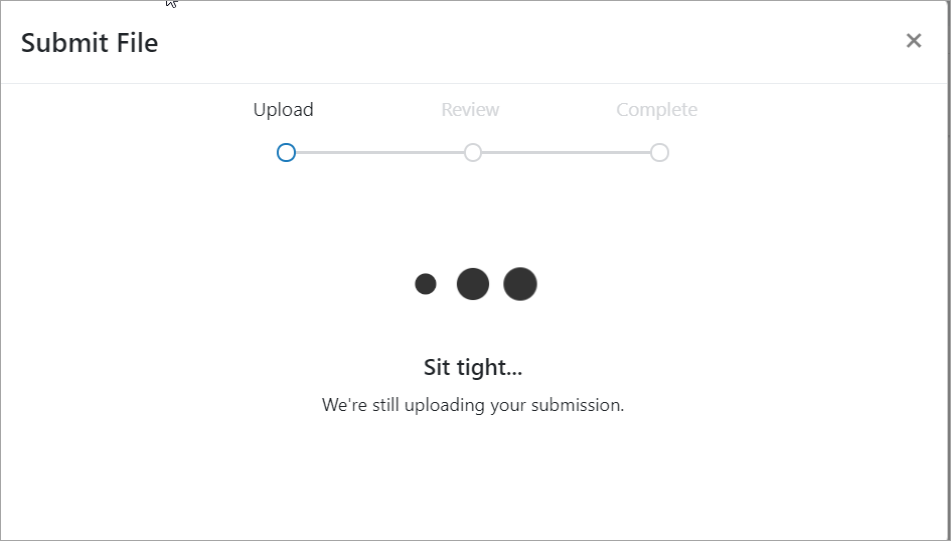 Take a screenshot of whole screen to show difficulty submitting - message says uploading