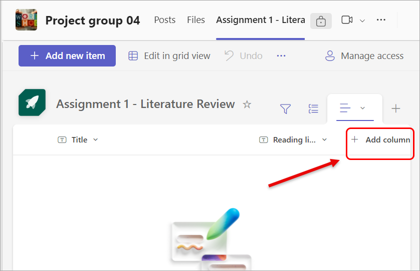 Add column button