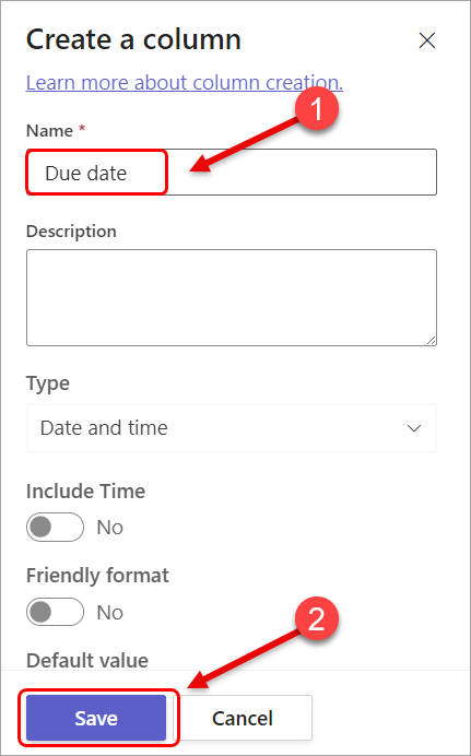 Enter the column name and click on the Next button