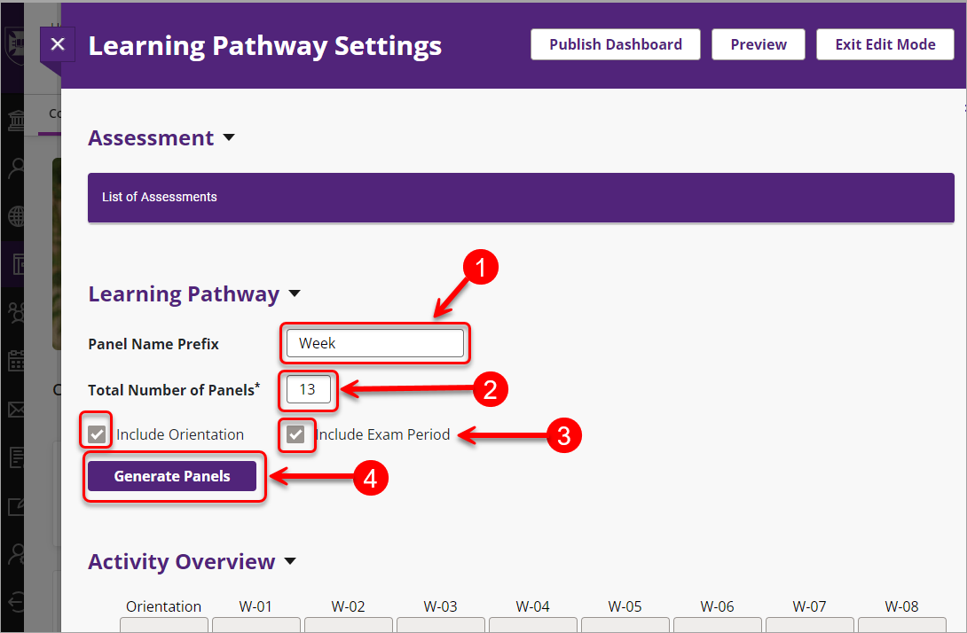 Screenshot of Steps 1 to 4