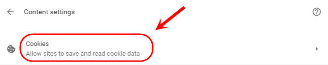 click on the cookies link