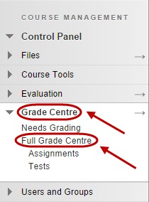 click on grade centre