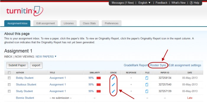 roster sync in turnitin