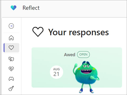 Your response is displayed on the Reflect dashboard