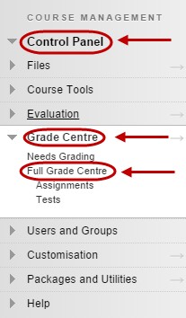 click on full grade centre