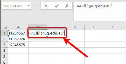 Formula entered into cell B1