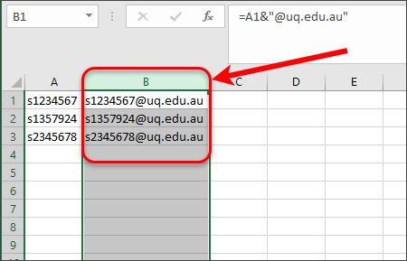Entire column (column B) circled