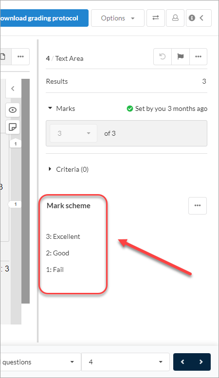 mark scheme in question displayed