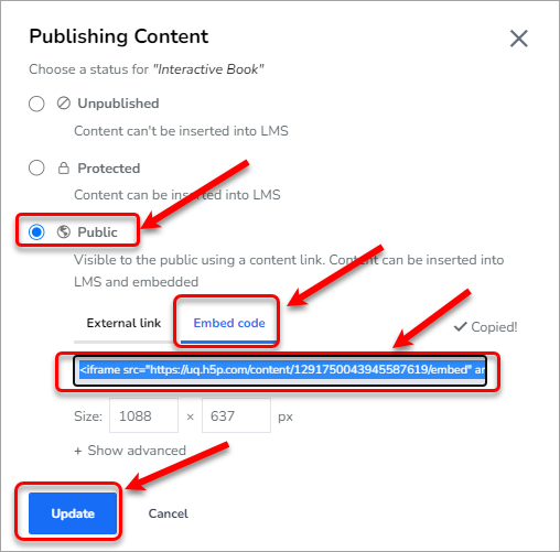 Embed H5P content into a UQ Extend course (Ultra) - eLearning ...