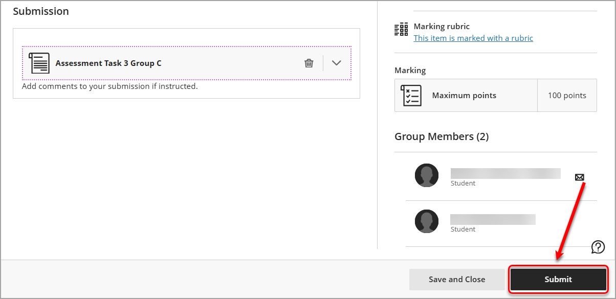 Submit button circled