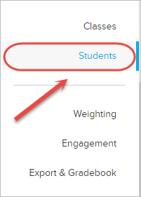 students tab in menu