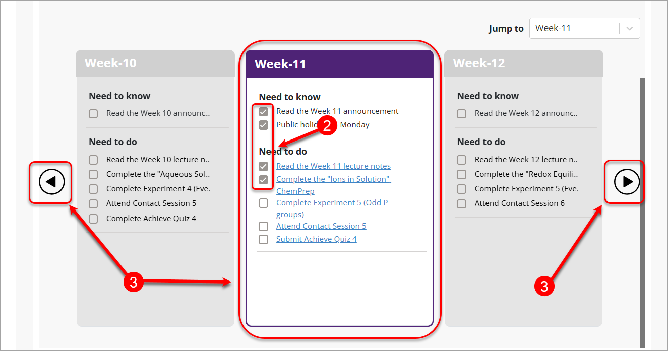 checkboxes in learning pathway