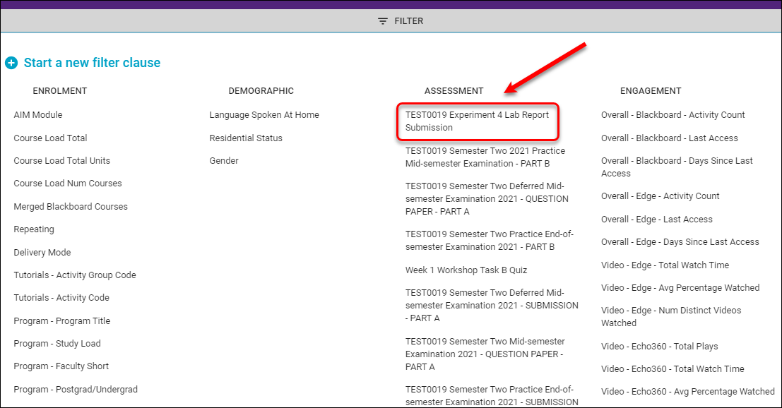 Assessment list circle